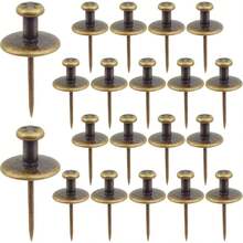 20 Pieces Vintage Bronze Double Head Large Push Pin Tacks Zinc Alloy Long Pushpin Thumbtacks Flat Decorative Pushpins For Cork Bulletin Board Paper Map Photos Wall - Bronze - View 2