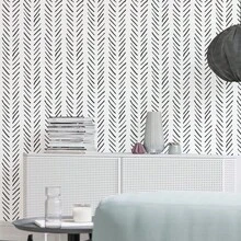 1 Roll Black Herringbone Vinyl Wallpaper, Self-Adhesive, Waterproof, For Bedroom, Bathroom, Kitchen Wall, Furniture, Removable DIY Wallpaper, 17.7inX39.3in/118.1in/196.8in - B - View 4