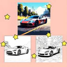 A Premium Coloring Book Featuring Various Sports Cars, Suitable For Gifting To Friends, Couples And Families, Ages 14+, Ideal For Parties, Valentine's Day, Birthdays And Other Holidays. Painting And Learning Supplies - White - View 4