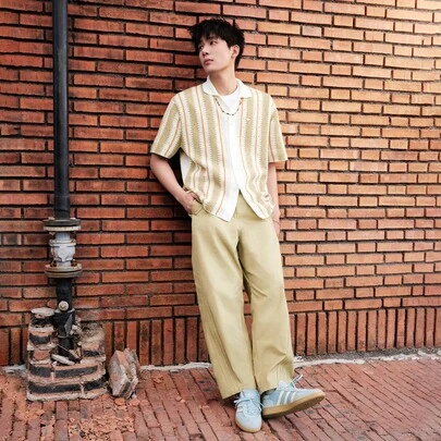 Adidas Originals Men's RST FF SHIRT SS Contrast Stripe Short Sleeve Outdoor Shirt KE5834