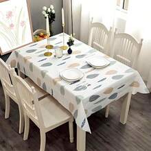 Plastic Tablecloth 137*180cm Waterproof Leaves PVC Table Cloth Wipeable Rectangular Summer Cover Wipe Clean Oil Cloth Outdoor Indoor Tablecloth For Party Picnic  Dfe - Green Leaf Pattern - View 6