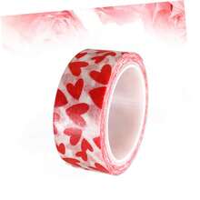 1 Roll Heart Pattern Washi Tape, Red & White Heart Design Washi Tape For Back To School Season - A - View 7