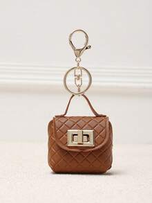 Solid Color PU Mini Student Handbag, Square Lock Coin Purse, Mini Earphone Storage Bag, Portable Keychain Pendant, Phone Shoulder Strap Accessory, Valentine's Day Gift Purse Charm Purse - Multicolor - View 9