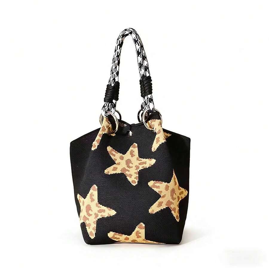 [Dinny] Niche Design Knitted Tote Bucket Bag For Women, Soft & Skin-Friendly Large Capacity, Suitable For Work Commute, School, Short Trips, Shopping, Multi-Functional Practical Bag, New Fashion Versatile Handbag
