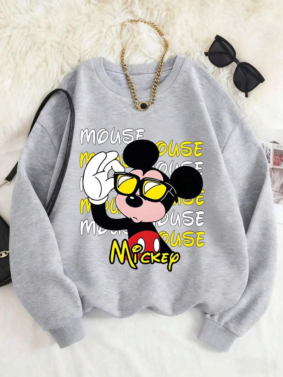Disney Officially Licensed Unisex Kids' Sweatshirt (Ages 1-14) | 100% Polyester, Ultra Comfortable & Super Soft Heather Grey, Stylish Mickey Mouse Graphic Print, Relaxed Fit, High Aesthetic Appeal, High Repeat Customer Rate, Everyday Versatile, Commute Essential, Disney Limited Edition Design, New Arrival, Express Delivery - 灰色 - 查看 1