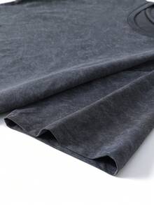 Men's Fashionable Versatile Funny Cat & Snowflake Print Round Neck T-Shirt, Summer - Dark Grey - View 4