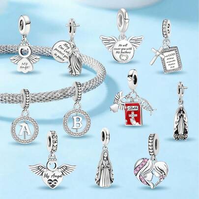 1pc Bible Cross Pendant Suitable For DIY Bracelet Necklace Jewelry Making, Great Gift For Women And Girls