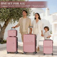 YSTYLE Set Of 4 Hardside Suitcases (12, 20, 24, 28inch), With Scratch- And Impact-Resistant ABS Shell And Spacious Design: The Ideal Travel Companion. - Rose Gold - View 2