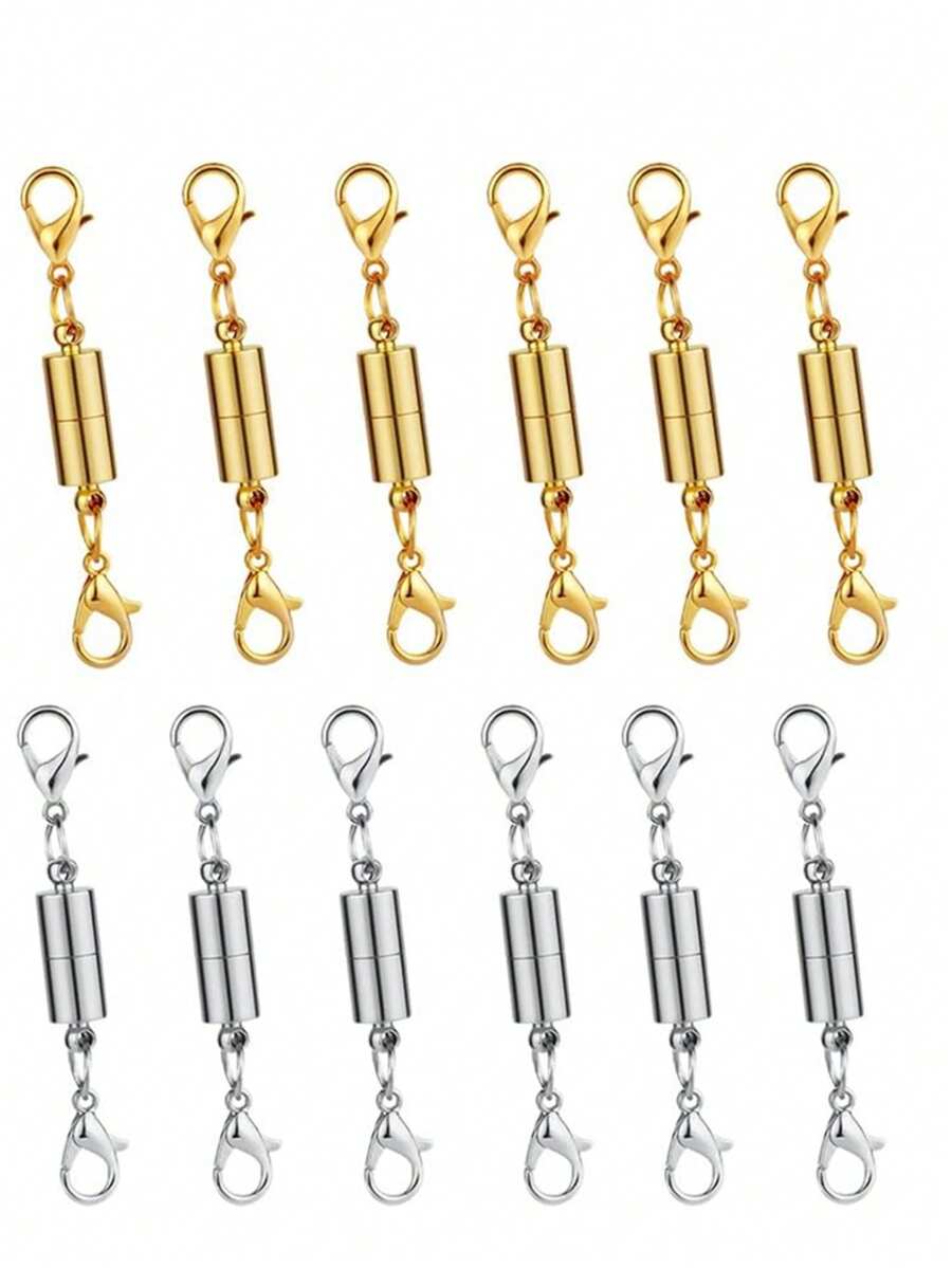 Magnetic Necklace Clasps And Closures. Necklace Jewelry Extender With Strong Magnet. Magnetic Necklace Clasp For Jewelry Necklace Bracelet Making. Gold And Silver Plating - Multicolor - View 1