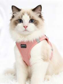 1 Set Correa y Arnés Reflectante para Gato/Perro - Chaleco de Malla Transpirable con Correa de Nailon Acolchada Adecuado para Perros Pequeños a Medianos, Diseño de Doble Argolla en D Sin Estrangulamiento - Multicolor - Ver 4