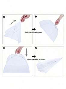 1 Piece - Foldable White Insect/Mosquito Repellent Canopy - Removable And Washable Mesh Canopy, Suitable For Use On Camping/Restaurant-Style Vegetable Tables - Multicolor - View 5