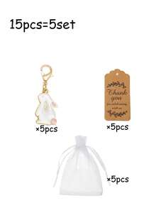 15/3件套复活节兔子钥匙扣套装，可爱兔子钥匙扣配感谢卡和欧根纱丝带，创意复活节礼物，派对小礼品，适合复活节、生日、节日派对、赠送宾客。 - 彩色 - 查看 11