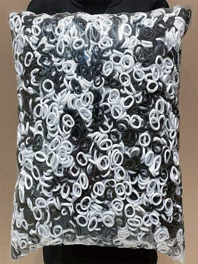 300/100/50pcs High Elastic Nylon Rubber Hair Ties Seamless Hair Bands Suitable For Thick Curly Hair, Suitable For Sports, Yoga, Daily Styling, Valentine's Day, Mother's Day, Birthday Gifts For Women & Girls, Professional Hair Accessories, Black & White