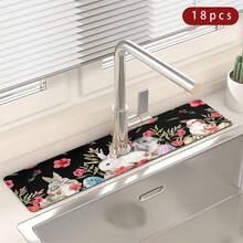 1pc Easter Bunny Printing Sink Faucet Water Absorption Pad, Drainage Pad, Kitchen, Bathroom Sink, Countertop, Drainage Pad, Diatomite Washbasin, And Cuttable Quick-Drying Pad. - Multicolor - View 14