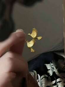 1对时尚优雅的鸟形耳环，别致的金色耳环，精致时尚的创意女士首饰，适合所有季节佩戴 - 小鳥耳環 - 查看 3