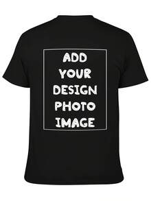 Custom Photo Personalized T-Shirt - Add Your Own Image/Photo - Heavyweight 7 Colors (White, Black, Grey, Navy, Red, Brown, Blue) - Soft Pure Cotton Crew Neck Tee - Custom Back Print For Men, Women, Adults - Ideal Gift For Birthdays, Anniversaries, Prom - Everyday & Formal Events - Machine Washable - Unisex Fit - Personalized Photo Apparel - 黑色 - 查看 3
