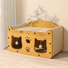 A 2-In-1 Cat Scratching Post And Cat Bed Set, A Multi-Functional Cat Sofa, A Scratching Post That Can Be Used In 4 Seasons, Made Of Sturdy Cardboard, With Multi-Layer Scratching Posts And Hanging Toys, An Interactive Playhouse For Kittens And Adult Cats, A Space-Saving Cardboard Cat Tree For Small Apartments, Easy To Assemble, Comes With Pom-Pom Toys, A Cat House/Cat Bed - An Indoor Cat Habitat, High-Quality Pet Furniture, Suitable For Multiple Cats. - 51*27*30CM - Xem 11