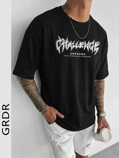 GRDR Camiseta de manga corta con estampado gráfico clásico para hombre, adecuada para uso casual en verano