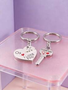 Joivida 2 件情侣口号图案钥匙和锁饰钥匙扣情人节情人汽车配饰包饰学院风可爱哥特风 Y2k - 彩色 - 查看 2