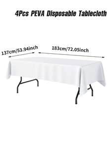 4pcs White Plastic Table Cloth, 137x183cm White Disposable Rectangle Table Covers, Birthday Party, Wedding, Picnic, Home Kitchen Dining Party Table Decorations, 4 Packs 54" * 108" Rectangle Disposable Tablecloths For 6FT Tables, Waterproof Table Cover For Party, Holiday & Gathering Use, Suitable For Birthdays, Showers, Weddings, Themed Party Decorations, Back To School,Leakproof & Sturdy - White - View 12