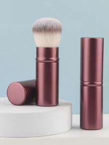 一套旅行装粉底腮红化妆刷，铝制手柄，适用于液体、膏状和化妆品 - 黑色 - 查看 8