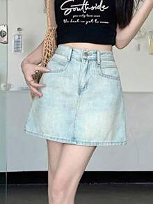 Mẫu mới về: Chân váy ngắn denim wash, kiểu dáng thường ngày, thích hợp cho mùa hè. - Rửa nhẹ - Xem 6