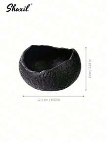shoxil 1pc Ceramic Bowl, Textured Crafted Tray, Tableware, Black & White, Asymmetrical Wavy Edged With Textured Details, Suitable For Rice/Soup, Modern Dinnerware Set, Fit For Daily Dining, Family Meals, Restaurant - Bowl - View 8