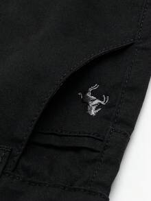 Pantalones casuales con logo bordado para niños pequeños, primavera y otoño - Negro - Ver 7