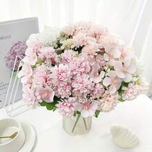 2 Stück künstlicher Chrysanthemen, Rosen, Gänseblumen Blumenstrauß, Heimdekoration, Inneneinrichtung, Party, Hochzeit, Tischdekoration, Frühling/Sommer (Vase nicht enthalten) - Verschiedenfarbig - Übersicht 3