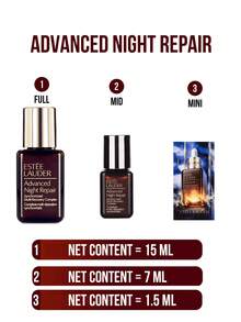 Estée Lauder Esencia reparadora intensiva, suero facial premium, disponible en 1.5/7/15ml, combate el "envejecimiento por fatiga nocturna" en 3 días, ilumina la piel en un 26%, reduce las arrugas rebeldes en un 10% en 2 semanas, mejora la firmeza en un 10%, proporciona una reparación integral contra el daño fotográfico, 93% de los usuarios aprueban una recuperación talla grande rápida, 89% de los usuarios aprueban efectos mejorados, formulado con extracto de levadura fermentada y extracto de semilla de baobab, reparación nocturna de confianza a nivel celular, apto para todo tipo de pieles. - Sérum reparador nocturno avanzado de Estée Lauder - Ver 4