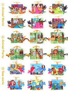 1pc Chewable 6-Page Early Education Cloth Book, Newborn Baby Handbook, Montessori Themed Crinkle Paper, Easter Parent-Child Interactive Gift - Multicolor - View 9