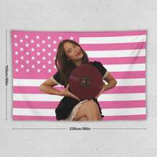 1PC Singer Laufey Printed American Flag Decorative Tapestry, Suitable For Dormitories, Bedrooms, Parties, Festivals - Easy To Hang Holiday Decorations, Ideal Gift For Fans, Perfect Valentine's Day Gift - 1PC - 查看 10