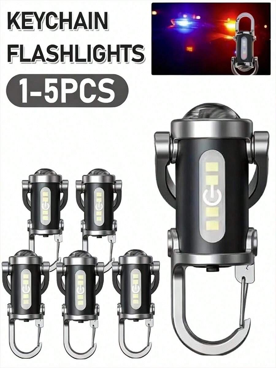 Rechargeable Keychain Flashlight Dual Purpose Keychain Light 6 Mode Illumination High Low Strobe White Red Red Blue Flashing COB Main Bulb Side LED Lights TYPE C Charging Port Lightweight ABS Construction Portable EDC Gear Outdoor Enthusiast Gear Security Personnel Equipment Maintenance Inspection Tool Emergency Light Source Night Walking Safety Gear Camping Accessory Hiking Tool Car Key Light Built-In 300mAh Battery - Đèn pin móc khóa - Xem 1