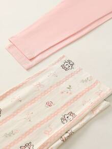 2pcs Disney Marie Cat Print Cotton Long Sleeve Pajama Set For Women, Spring/Autumn - Pink - View 7