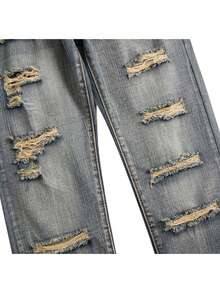 Men's  Ripped Skinny Jeans - Yellow - View 3