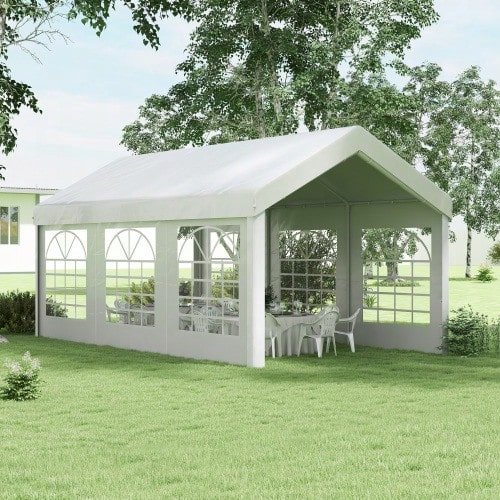 Panel lateral con ventana para carpa de 6 x 2 m, pared de repuesto para carpa de fiesta, impermeable y resistente a los rayos UV, panel lateral blanco - Blanco - Ver 1