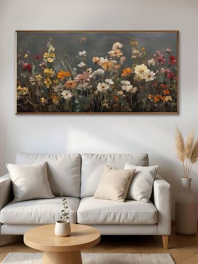 1幅忧郁野花春日艺术画，深绿色植物夏日草甸花卉墙画，送给朋友的理想礼物，卧室艺术印刷品，客厅装饰，办公室装饰，厨房装饰，浴室装饰，墙面艺术，墙面装饰，家居装饰，房间装饰，帆布墙画，海报，带框墙画，无框墙画