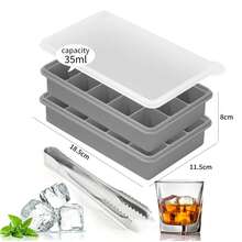 2pcs 15-Cavity Square Silicone Ice Cube Tray With Lid, Multi-Cavity Silicone Ice Cube Mold Tray For Whiskey Ice Cubes, Ice Maker Trays (With Ice Tongs) - Multicolor - View 13