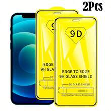2 Complete 9D Tempered Glass Screen Protectors foriPhone - iPhone 12 Pro Max - Ver 1