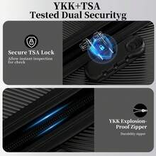 YSTYLE 4-Piece Hardside Luggage Set (12/20/24/28 Inches), With Scratch-Resistant And Impact-Resistant ABS Shells, Spacious Design And Four 360-Degree Spinner Wheels - Black - View 6