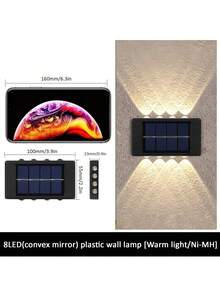 1/2/6 Stücke Solarwandleuchten, 8/10 LED Automatik-Sensor wasserdicht, Auf- und Abwärtsbeleuchtung Außendekorationslampen für Garten, Garage, Terrasse, Deck, Treppen - Schwarz - Übersicht 16