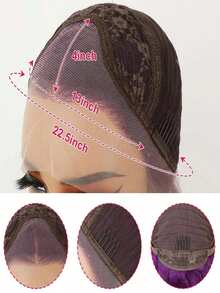 Violet Purple Deep Wave Lace Front Wigs Human Hair For Women Brazilian Virgin 13x4 HD Transparent Curly Lace Closure Wig Human Hair Pre Plucked Natural Hairline 250 Density Dark Purple Colored Glueless Wigs Human Hair For Daily Use - Purple - 查看 5