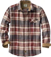 Camisa de franela de cola blanca legendaria recomendada, camisa abotonada Buck Camp para hombres, top de temporada - Marrón - Ver 17