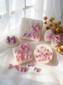 1pc Silicone Candy Mold, Cute Bow Design DIY Fondant Mold For Kitchen - White - View 4