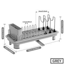 1pc Space-Saving Dish Drying Rack With Cutlery Holder, Adjustable Compact Countertop Dish Rack With Utensil Holder And Drip Tray, Multifunctional Kitchen Storage Rack - Multicolor - View 9