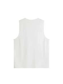 Women's Casual Loose Fit Cotton Sleeveless Tank Top, Korean Style Minimalist White Vest For Summer, Breathable Slim Fit Undershirt - White - View 7