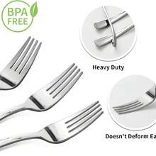 50pcs Silver-Color Flatware Set - 25 Forks, 25 Spoons - Heavy Duty Cutlery Set, Suitable For Dining, Parties, Banquets, Weddings - Silver - View 3