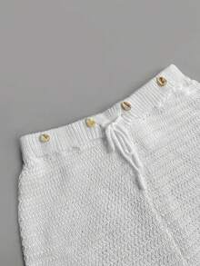 Women's Sexy Crop Top With Backless Shell Design And Matching Shell Shorts Set, Sweet Summer Outfit Vacation Beach White - White - View 7