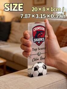 1Pc Personalized Soccer & American Football Acrylic Award Plaque, Custom - Multicolor - View 4