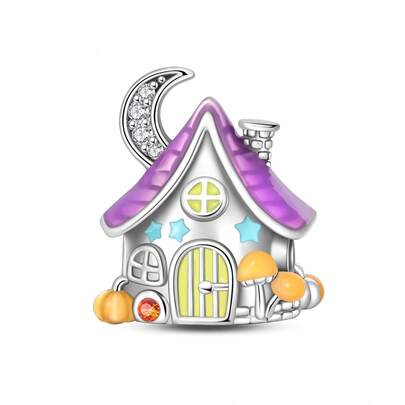 1 Silver-Plated Cottage-Shaped Pendant Bead. This Pendant Conveys A Longing For Beauty Through Vibrant Colors And Charming Elements, Adding A Lively Yet Soothing Touch To Any Outfit. Perfect For DIY Bracelets, Bangles, Necklaces, And Other Jewelry Creations, It's An Ideal Choice For Dreamy Accessory Enthusiasts And Makes An Exceptional Gift.